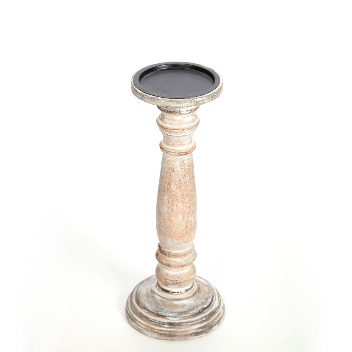 Hosley's 12 Inch High Wood Pillar Distress Finish Candleholder. Ideal Gift for Wedding, Party, Home, Spa, Reiki, Aromatherapy, Votive Candle Gardens O3