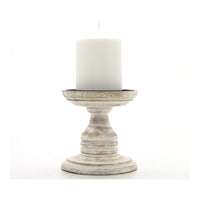 HOSLEY®  Wood Pillar Candle Holder,White Color, 5 inches High