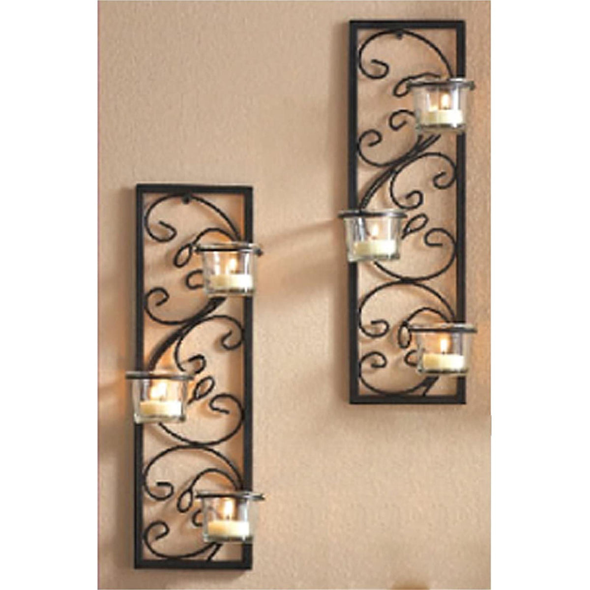 HOSELY®   Iron Wall Sconce,  Black color,  Set of 8, 13.75 inches Tall
