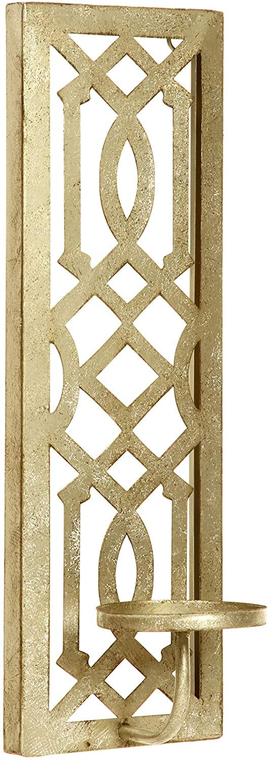 Hosley Set of 2 Metal Gold Wall Sconce 16.5 Inch High - Your Choice of Colors/Design. Great Wall Decor Ideal Gift for Wedding Party Spa Home Decor O5