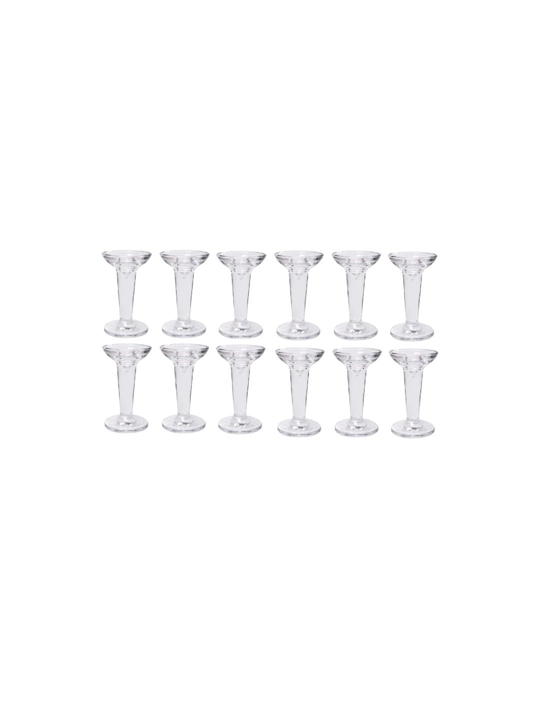 Set of 12 Glass Taper Candle Holders Classic Decor for Wedding Party Gifts Spa Aromatherapy O5 (5” High)