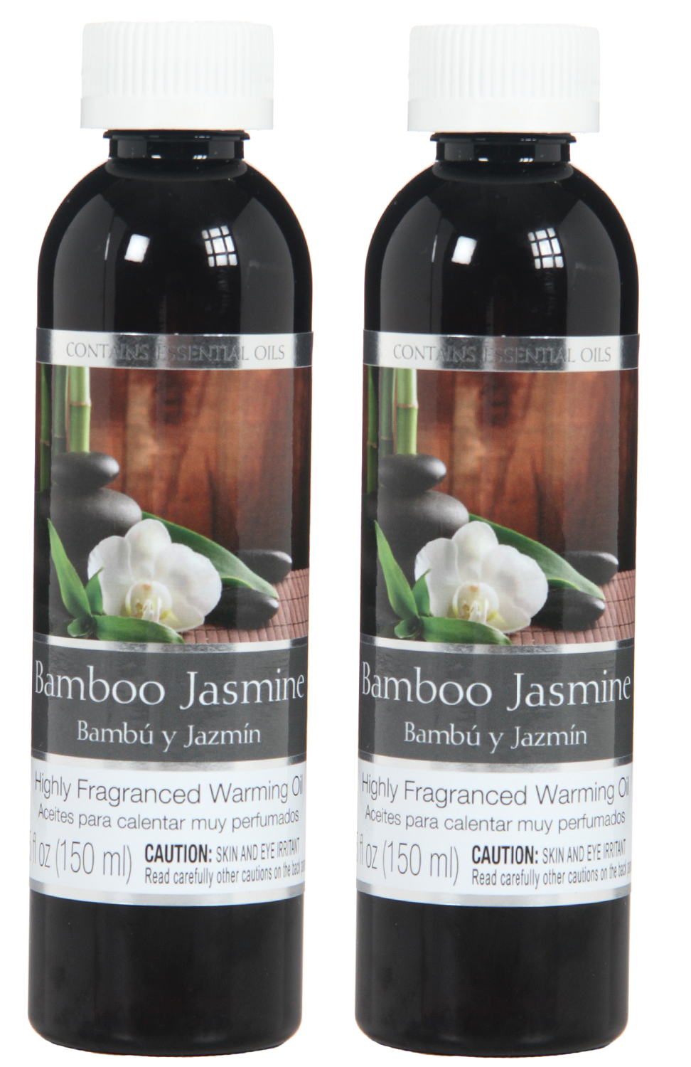 Set of 2, 5 oz Premium Bamboo Jasmine Fragrance Warming Oils. Ideal Gift for Weddings, spa, Reiki, Meditation, Bathroom Settings. P1