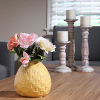 6.5 High Yellow Ceramic Table Top or Floor Vase. Ideal Gift for Wedding, Bridal, or Party O9