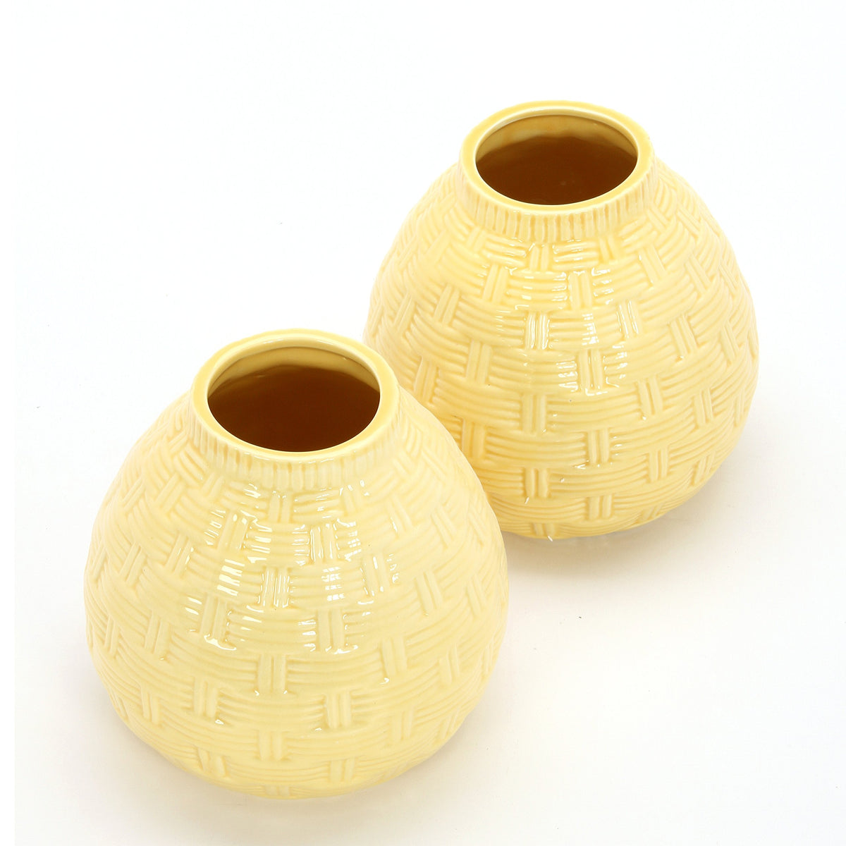 6.5 High Yellow Ceramic Table Top or Floor Vase. Ideal Gift for Wedding, Bridal, or Party O9