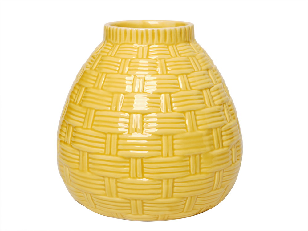 6.5 High Yellow Ceramic Table Top or Floor Vase. Ideal Gift for Wedding, Bridal, or Party O9