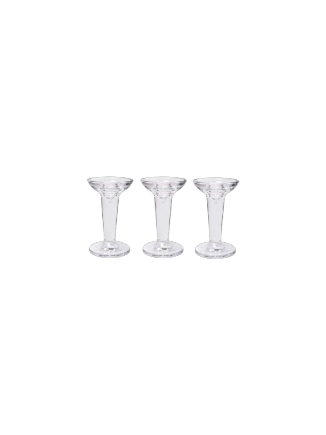 Clear Glass Candle Holders, Set of 3, 5 inches High each