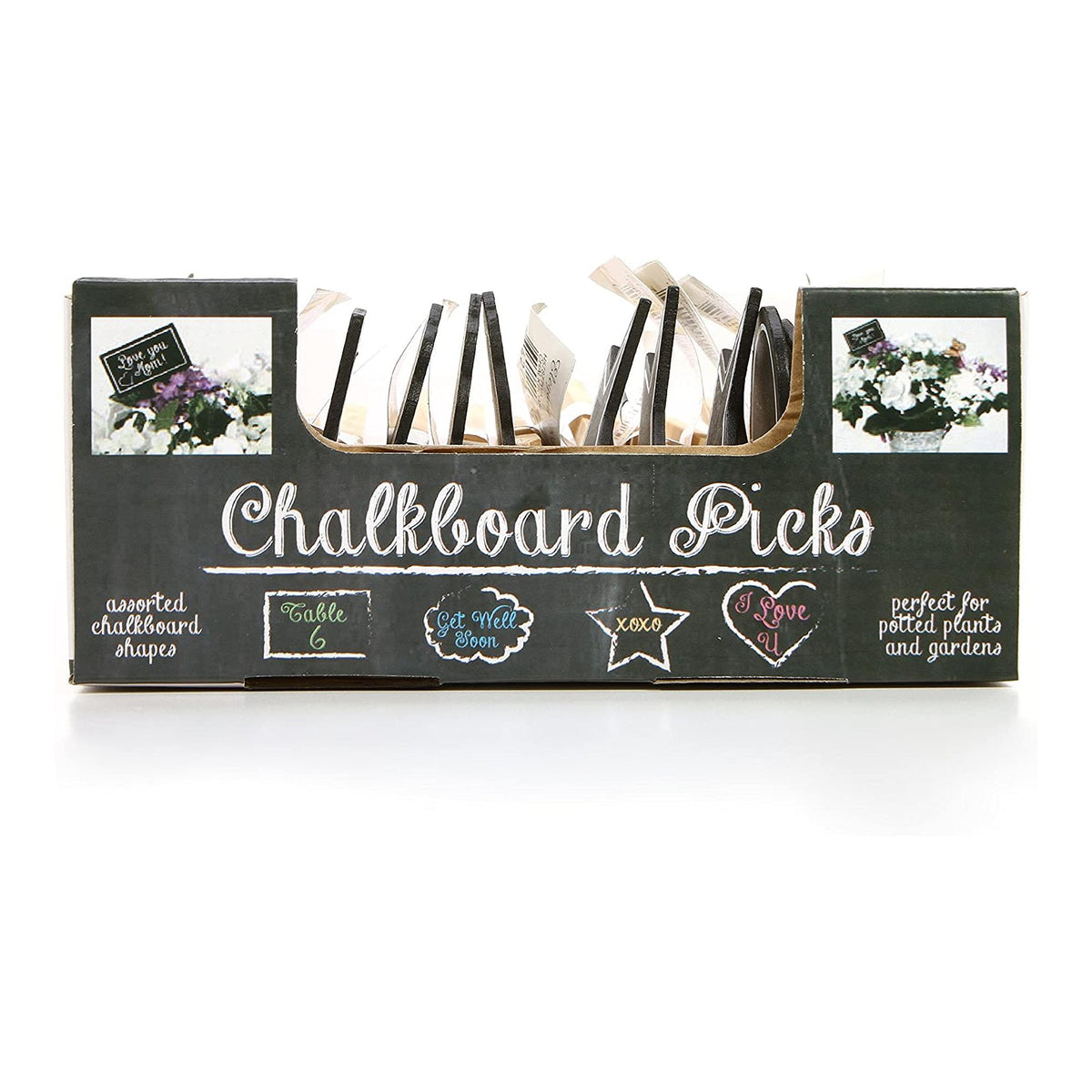 HOSLEY®  Wood Blackboard Floral Picks, Set of 12, 9.7 inches High each