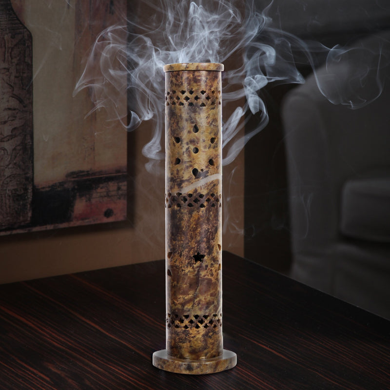 Hosley Aromatherapy 10.75" High Soapstone Tower Incense Holder. Ideal for Aromatherapy, Zen, Spa, Vastu, Reiki Chakra Settings. O4