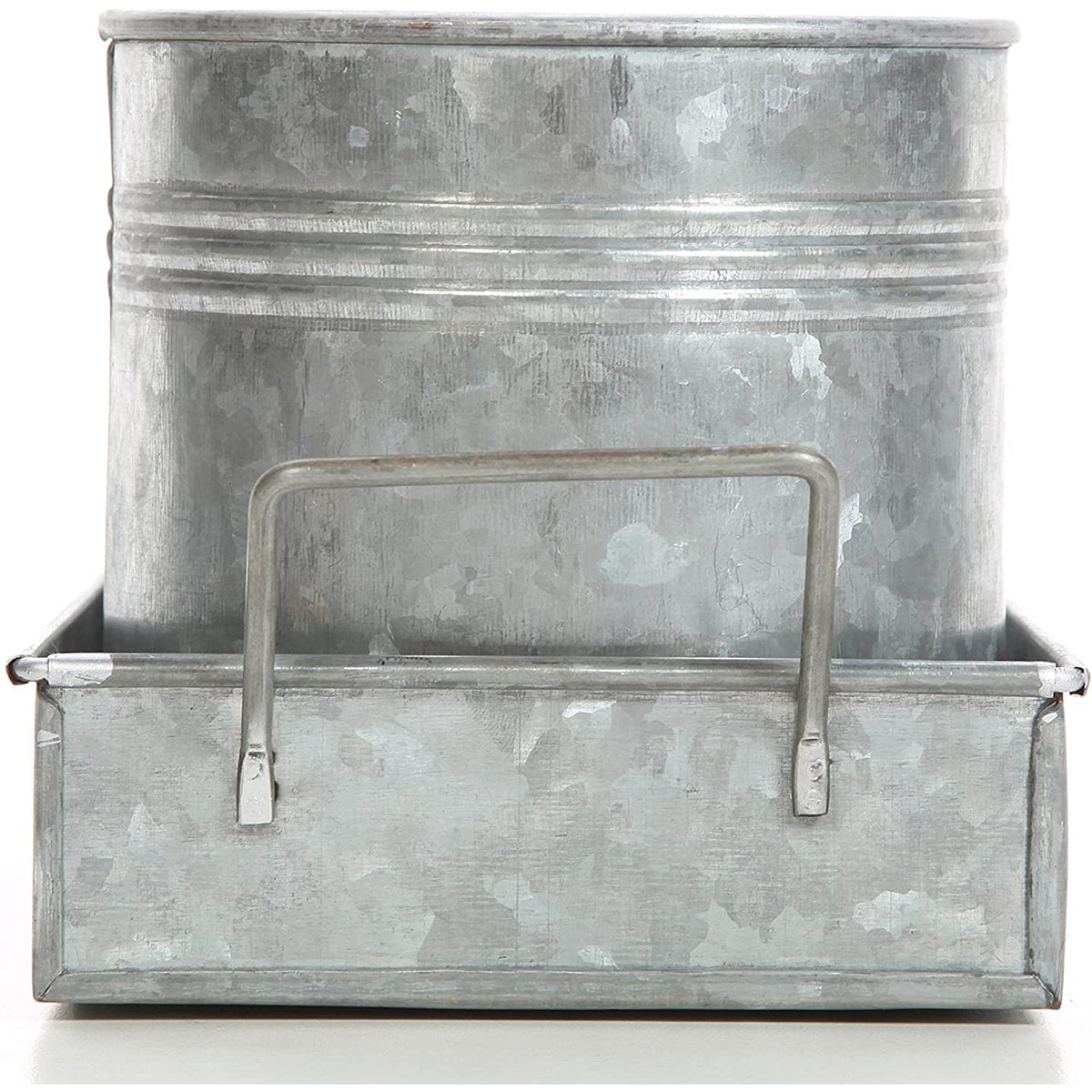 HOSLEY® Iron Galvanized Planter With Tray, Set of 3 , 5 inches High each