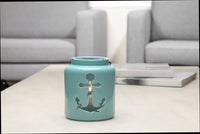 Hosley Nautical Anchor Blue Ceramic Candle Holder LED Lantern 5.5 Inch High Ideal for Wedding Reiki Spa Candle Gardens P2