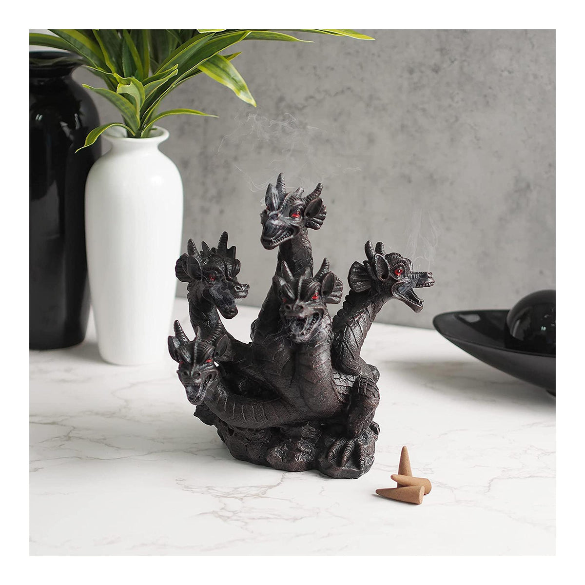 HOSLEY®  Resin Smoking Dragon Incense Cone Holder,  Set of 12, 8.5 inches High each