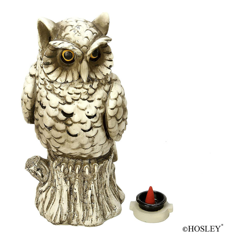 HOSLEY®  Resin Smoking Owl Incense Cone Holder, 10 inches High