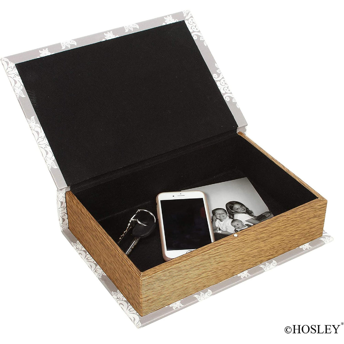 HOSLEY®  Memory Book Box,  Gray color,  Set of 3,  12", 10", 8" High