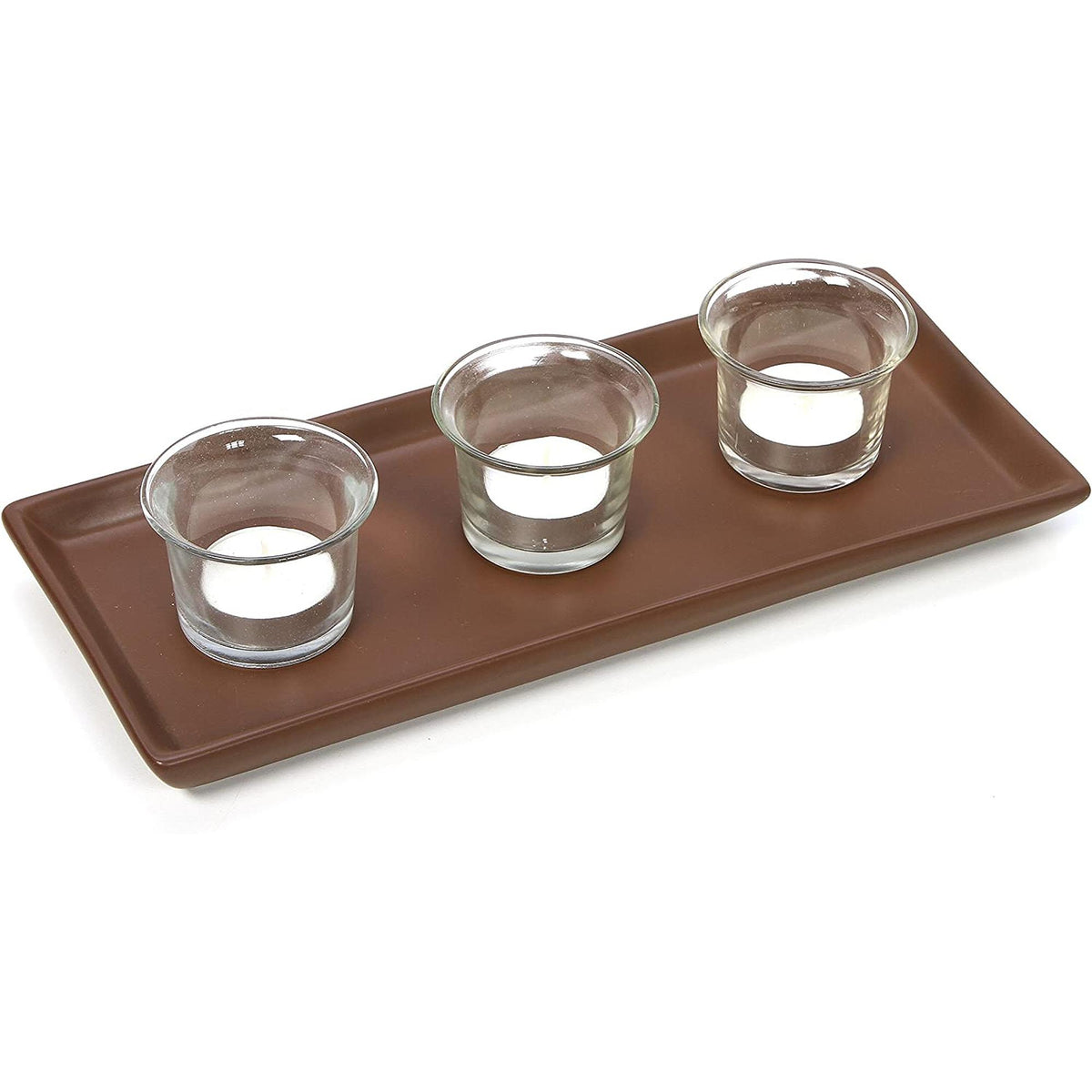 HOSLEY®  Ceramic Tray, Brown Color, 11 inches Long
