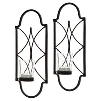 Hosley Set of 2 12 Inch High Iron Tealight Candle Wall Sconces Ideal Gift for Wedding Special Occasion Spa Aromatherapy Hand Made by Artisans O3