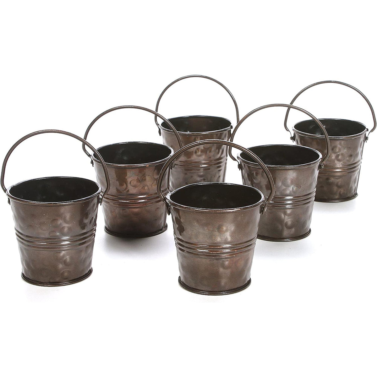 HOSLEY® Iron Mini  Planters,Antique Bronze Color, 6 Pack , 2.6 inches Dia. each