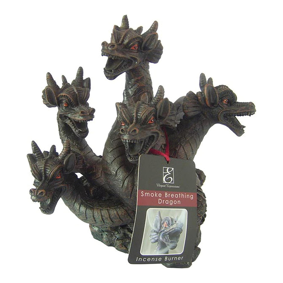 HOSLEY®  Resin Smoking Dragon Incense Cone Holder,  8.5 inches High each