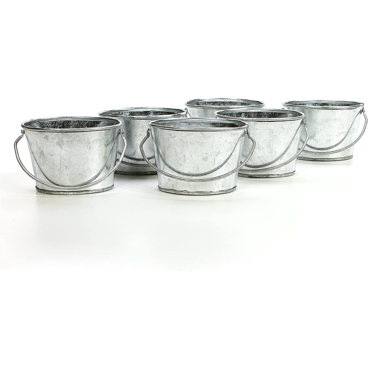 HOSLEY®Iron Mini Galvanized Planter, Set of 6, 3.8 inches Long each Oval