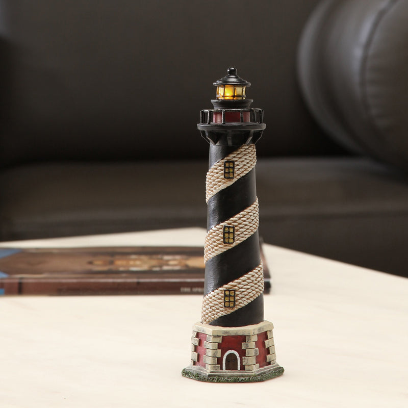 Hosley 8 Inch Tall Tabletop Resin Lighthouse Blinking Tower Light Ideal Farmhouse Gift for Teacher Appreciation Wedding Home Party Favor Spa Reiki Meditation Bathroom Settings O6