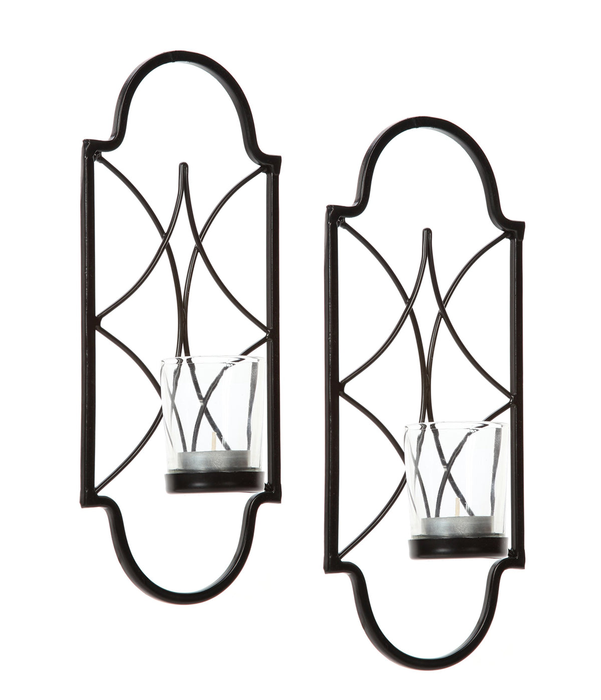 Hosley Set of 2 12 Inch High Iron Tealight Candle Wall Sconces Ideal Gift for Wedding Special Occasion Spa Aromatherapy Hand Made by Artisans O3