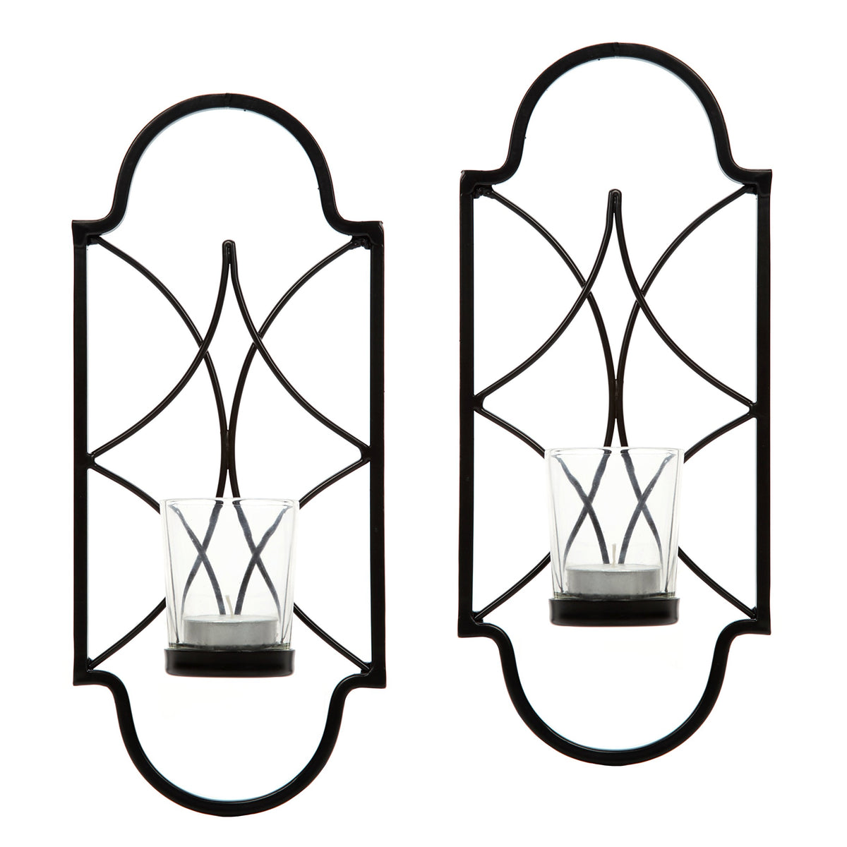 Hosley Set of 2 12 Inch High Iron Tealight Candle Wall Sconces Ideal Gift for Wedding Special Occasion Spa Aromatherapy Hand Made by Artisans O3