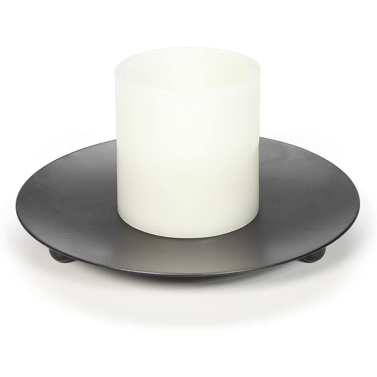 HOSLEY®  Iron Pillar Plates, Black Color, Set of 6, 7 inches Diameter each