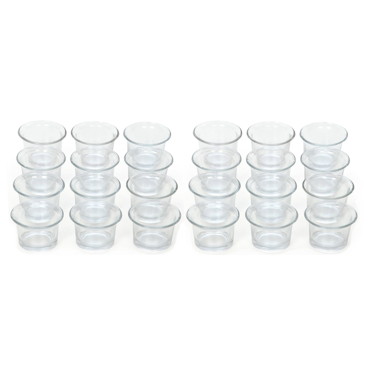 Clear Glass Tealight Holders, Oyster Cup Style , Set of 24, 2.5 inches Diameter each