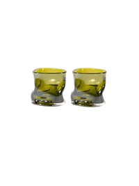 Set of 2 Olive Crumple Glass Votive Floral Vase LED Lantern Tealight Holder 4 Inch Diameter Ideal Gift for Wedding Party Home Decor Tropical LED Tealight Votive Garden Office Spa Settings O9