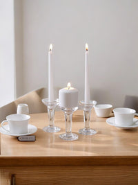 Clear Glass Candle Holders, Set of 3, 5 inches High each