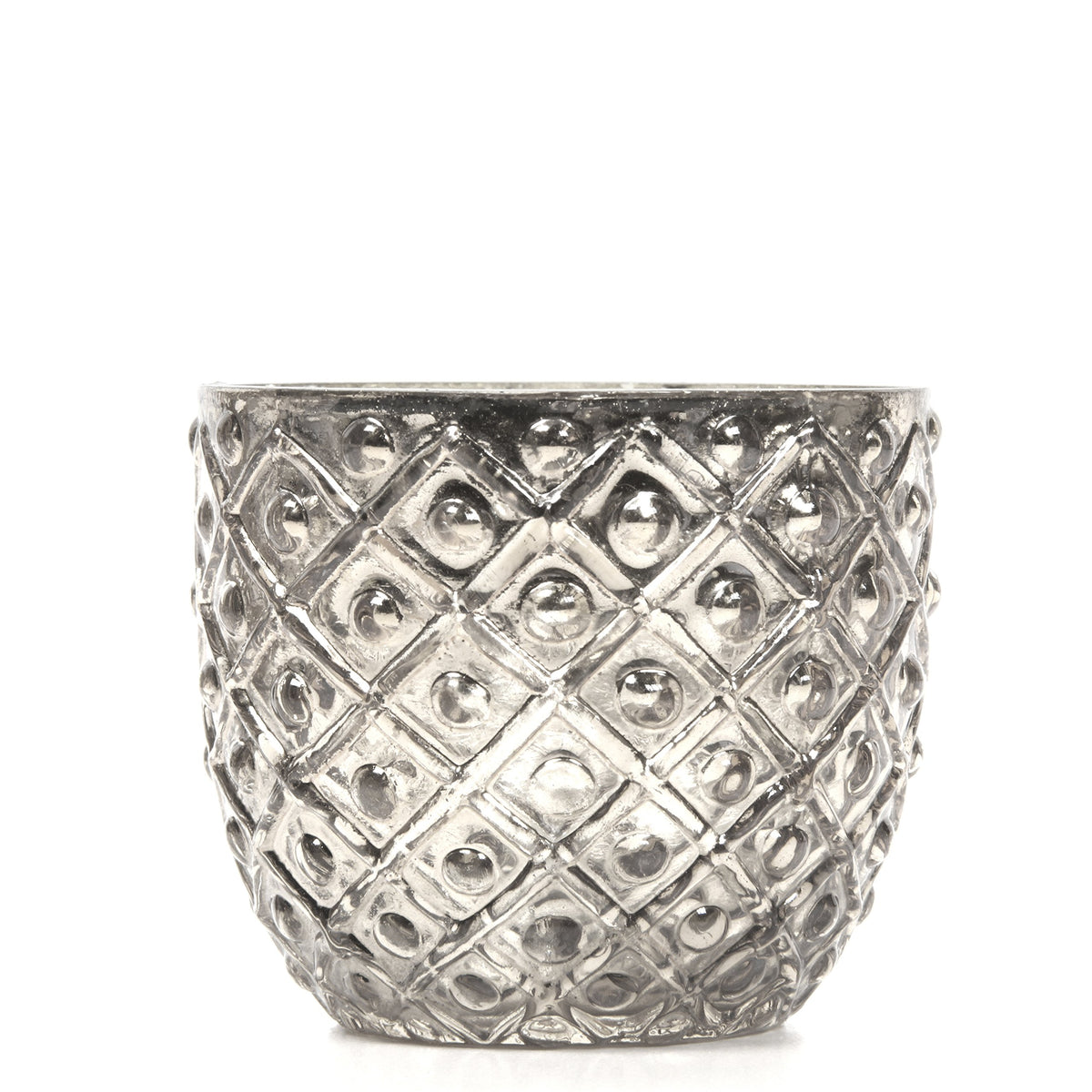 Hosley's Set of 12 - Metallic Antique Silver LED Glass Votive/Tea light Candle Holder 2.75" D. Ideal for Bridal, Weddings, Parties, Special Events, Spa and Aromatherapy MINI Flower Pot O4