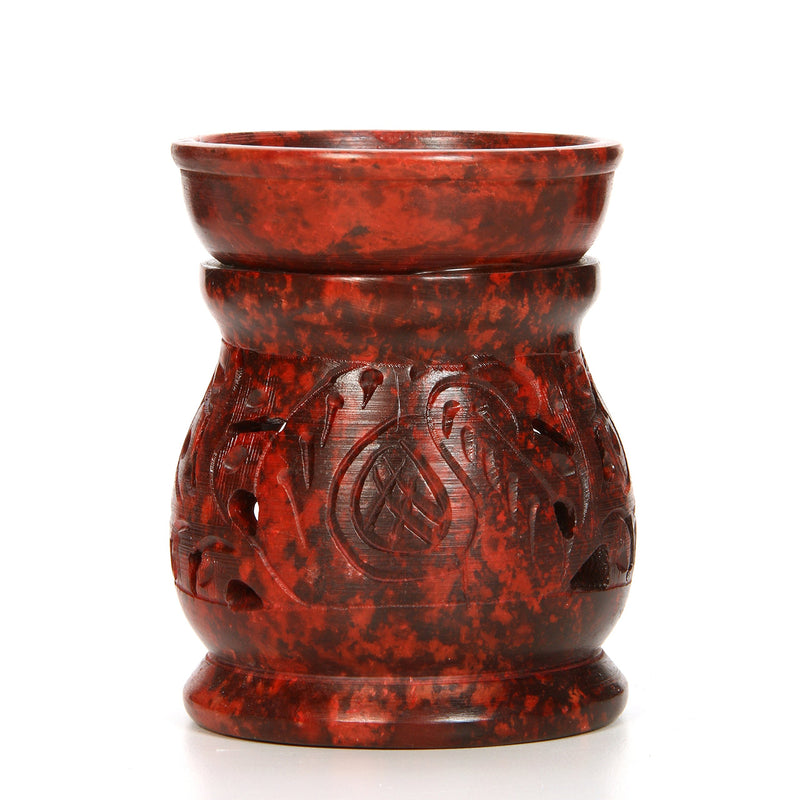 Hosley's Red Soapstone Oil Tealight Warmers - 3.8" High. Ideal for Spa and Aromatherapy. Use with HOSLEY Brand Wax Melts/Cubes, Essential Oils and Fragrance Oils. O6