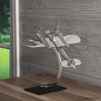 Hosley Mid-Century Modern Decorative Tabletop Sculpture Plane - Your Choice of Designs (B-Silver Plane)