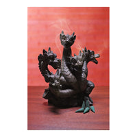 HOSLEY®  Resin Smoking Dragon Incense Cone Holder,  Set of 2, 8.5 inches High each