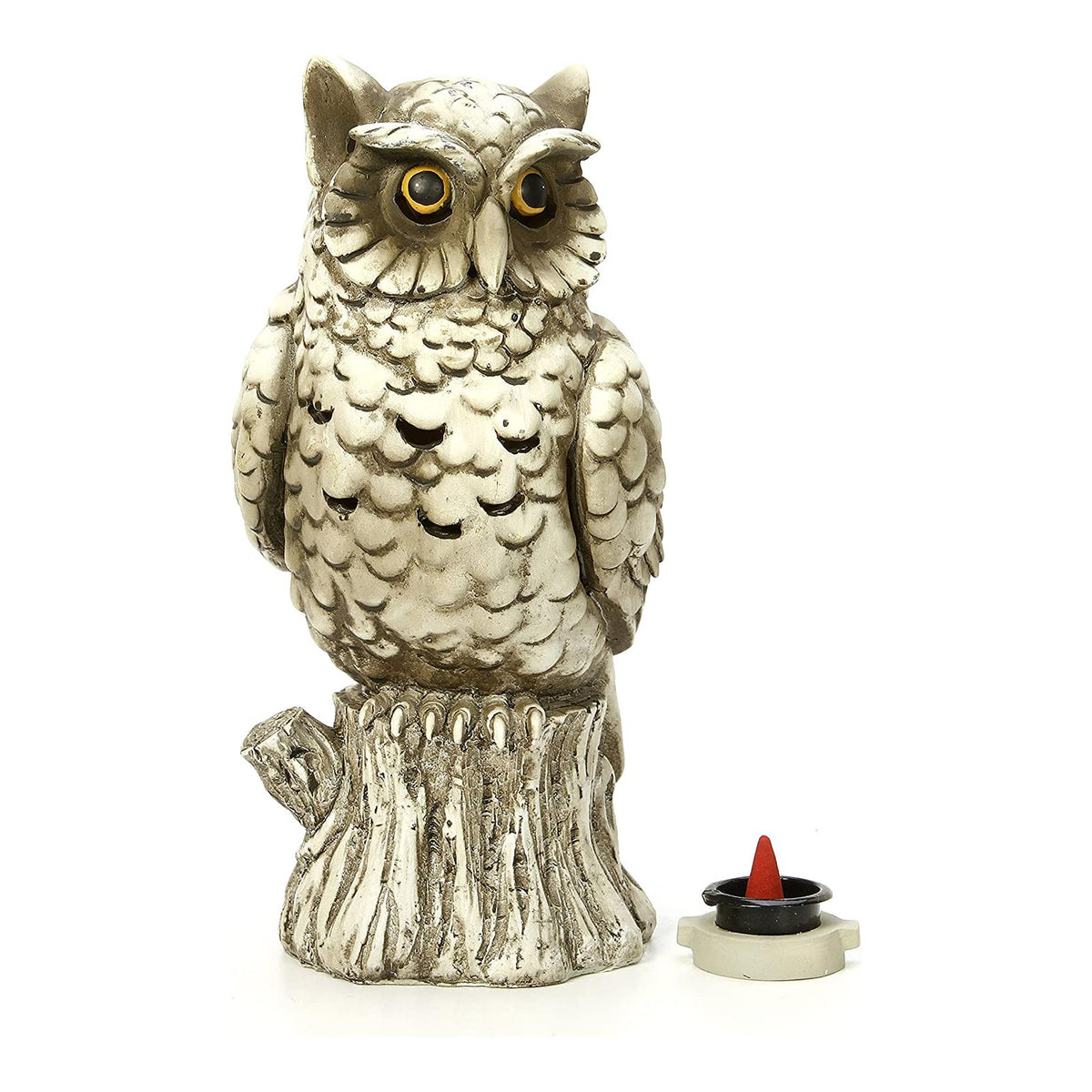 HOSLEY®  Resin Smoking Owl Incense Cone Holder, 10 inches High