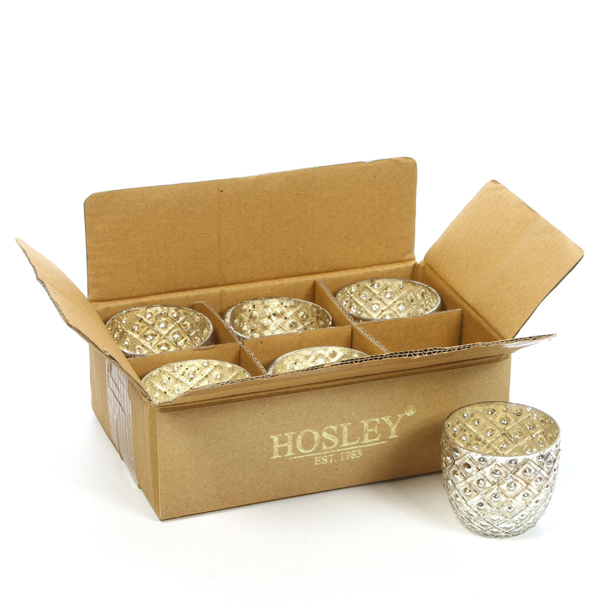 Hosley's Set of 12 - Metallic Antique Silver LED Glass Votive/Tea light Candle Holder 2.75" D. Ideal for Bridal, Weddings, Parties, Special Events, Spa and Aromatherapy MINI Flower Pot O4