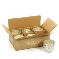 Hosley's Set of 12 - Metallic Antique Silver LED Glass Votive/Tea light Candle Holder 2.75" D. Ideal for Bridal, Weddings, Parties, Special Events, Spa and Aromatherapy MINI Flower Pot O4