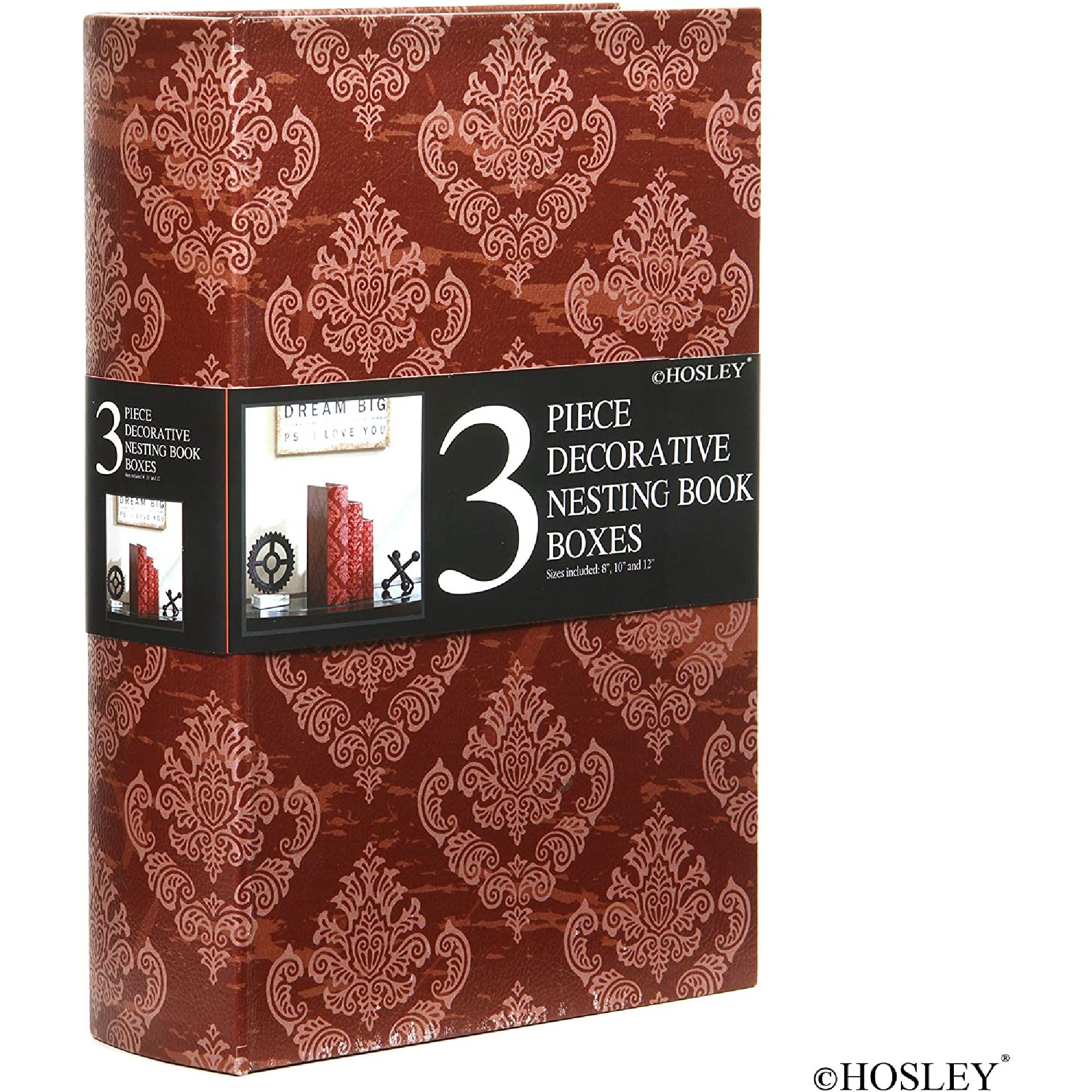 HOSLEY® Memory Book Box, Red color, Set of 3, 12