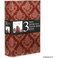 HOSLEY®  Memory Book Box, Red color,  Set of 3,  12", 10", 8" High