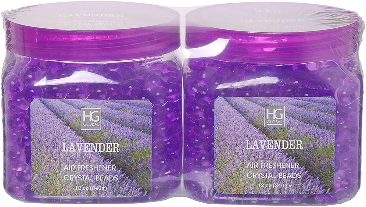 Set of 2 Air Freshener Fragrance Crystal Beads-Lavender,12oz (340g) Eliminates Odors in Bathrooms, Cars, Boats, RVs and Pet Areas