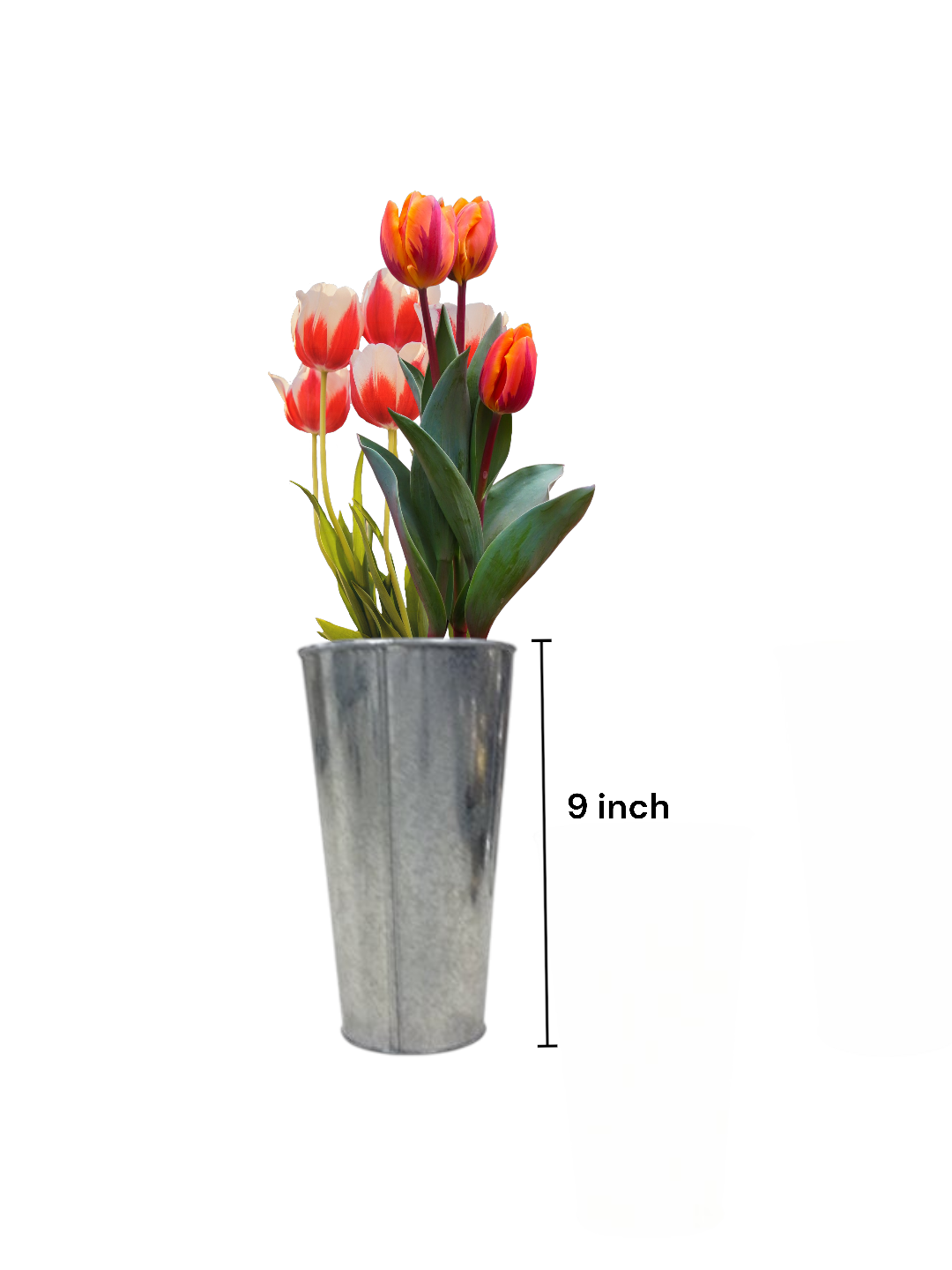 Iron Galvanized Vases French Buckets, Set of 3, 9 inches High each ,