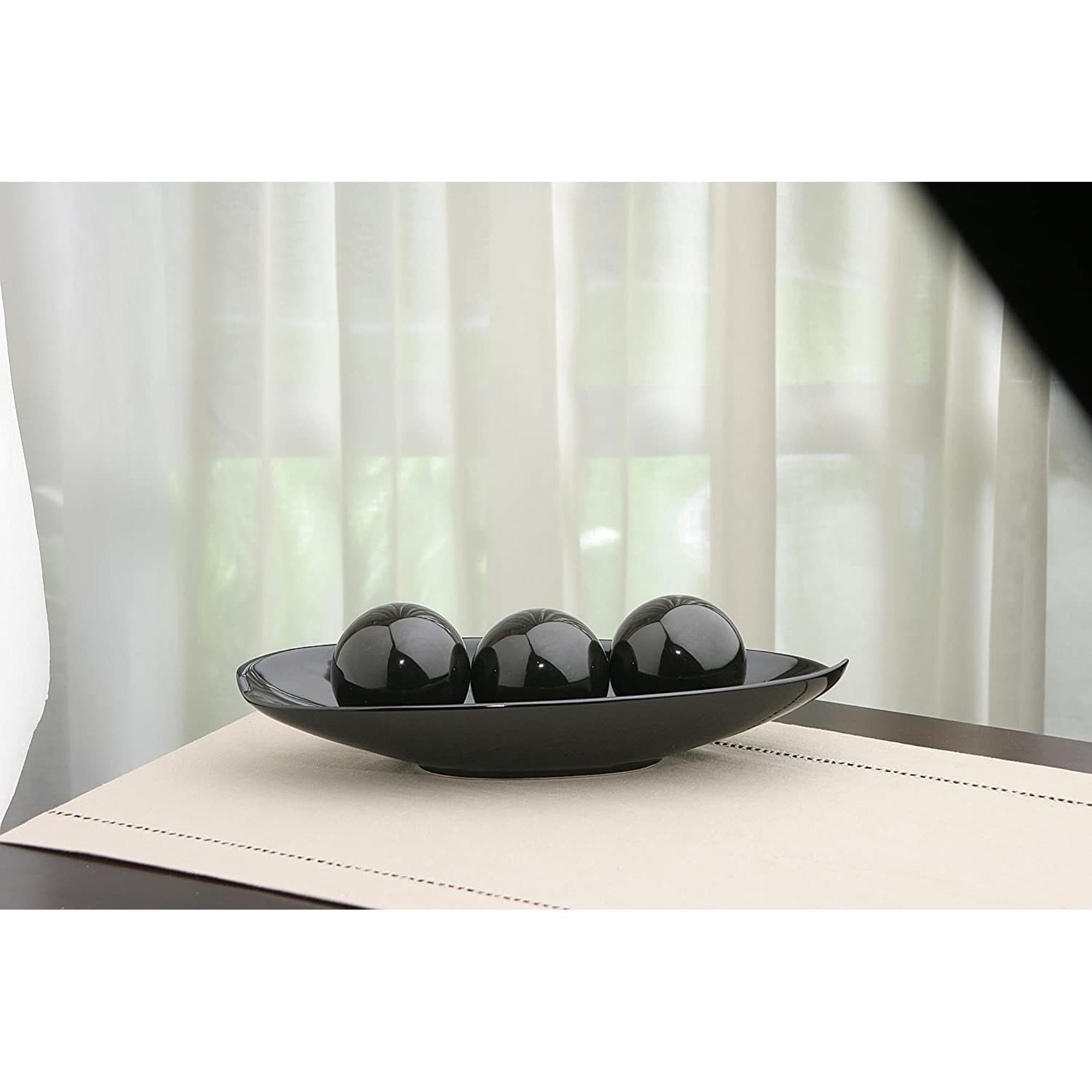 HOSLEY® Ceramic Decorative Bow and Orb set, Black Glazed – The