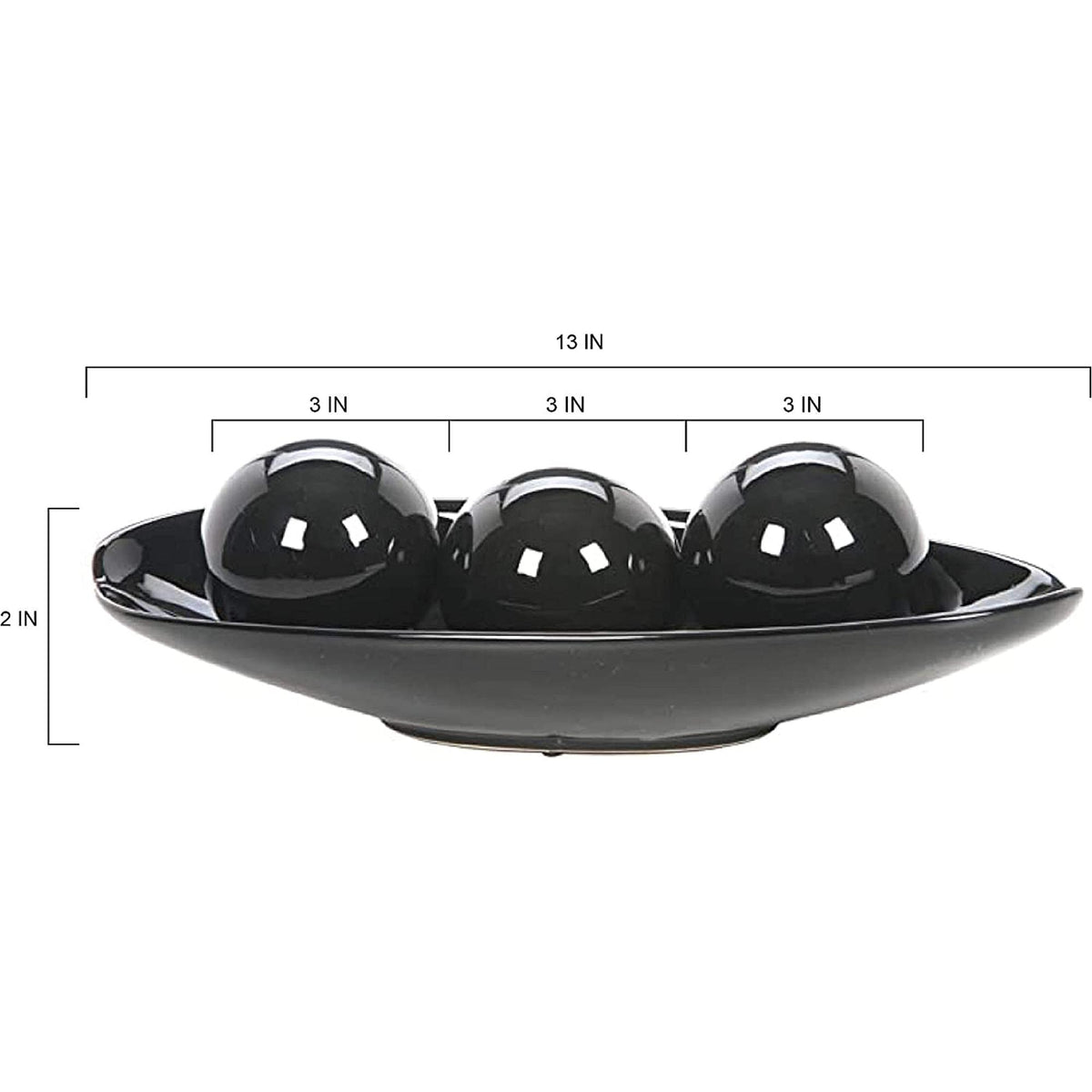 HOSLEY® Ceramic Decorative Bow and Orb set,  Black Glazed