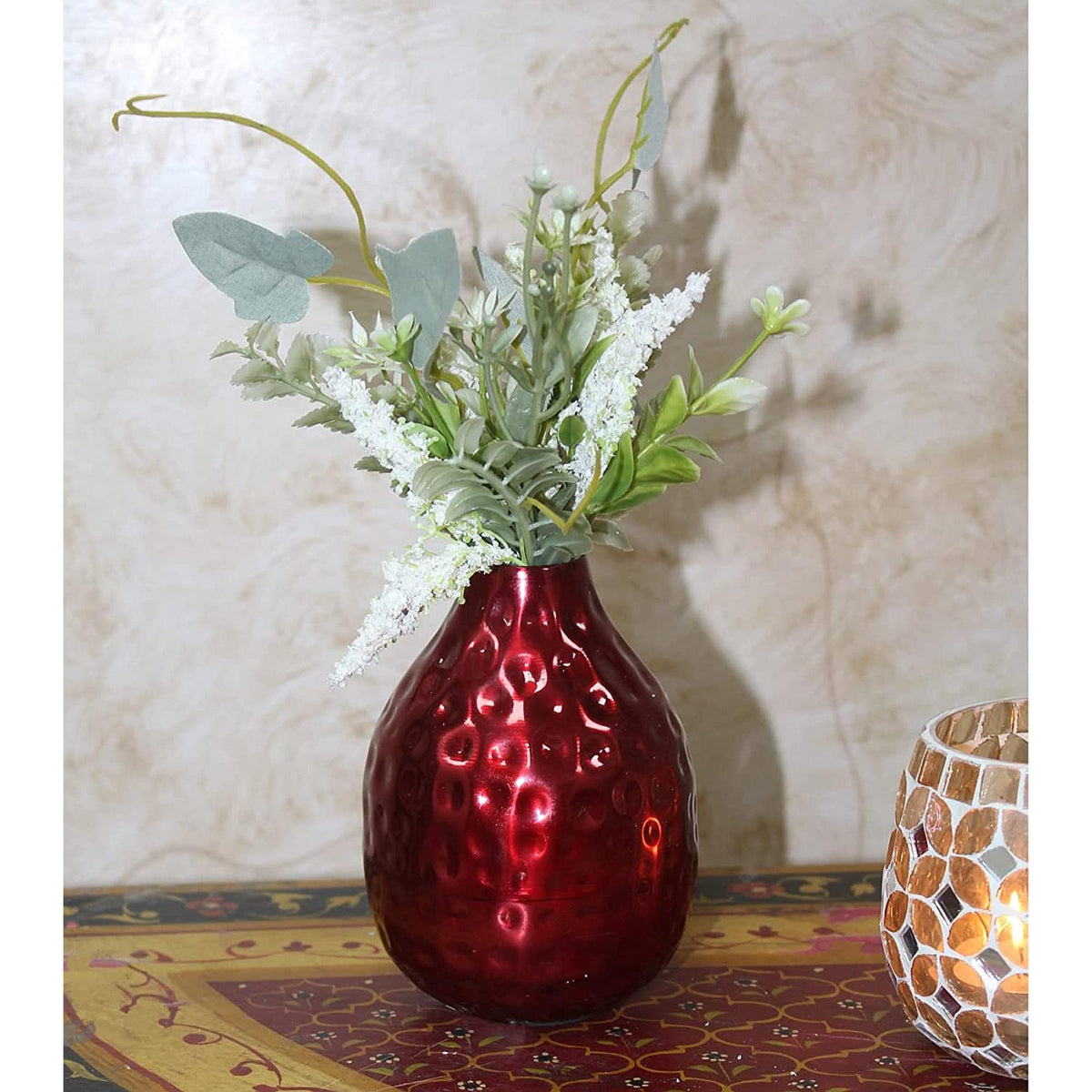 HOSLEY®  Metal Bud Vases Set,  Red finish,  Set of 3,  4.5 inches High