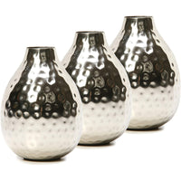 HOSLEY®  Metal Bud Vases Set,  Silver finish,  Set of 3,  4.5 inches High