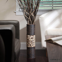 HOSLEY® Natural Cylinder Floor Vase,  Brown Color, 20 inches High