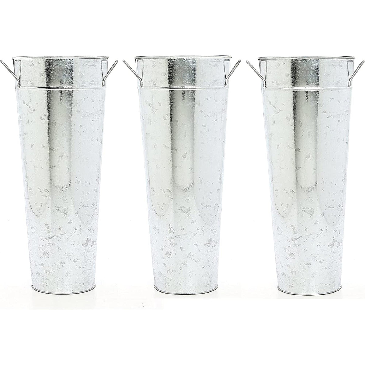 HOSLEY® Iron Galvanized Vase, Set of 3 , 15 inches High each