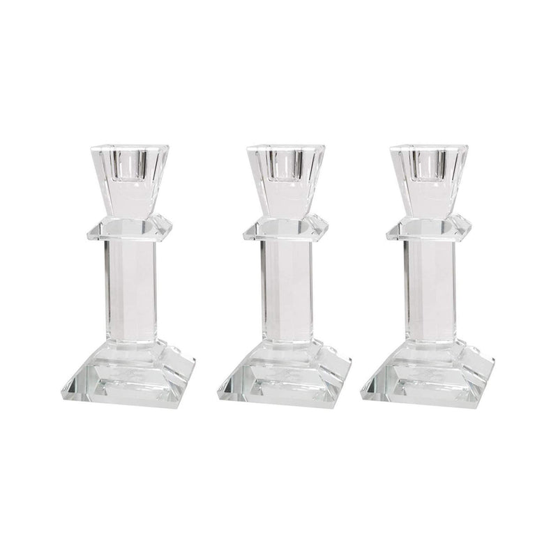 HOSLEY®  Clear Glass Taper Holders, Set of 3, 4.25 inches High each