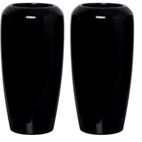 HOSLEY® Ceramic Vases, Black Glazed, Set of 2, 10 inches High each