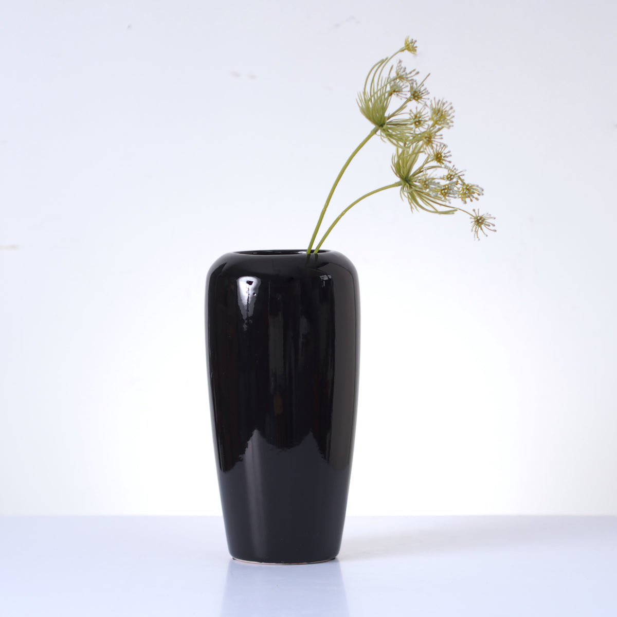 HOSLEY® Ceramic Vases, Black Glazed, Set of 2, 10 inches High each