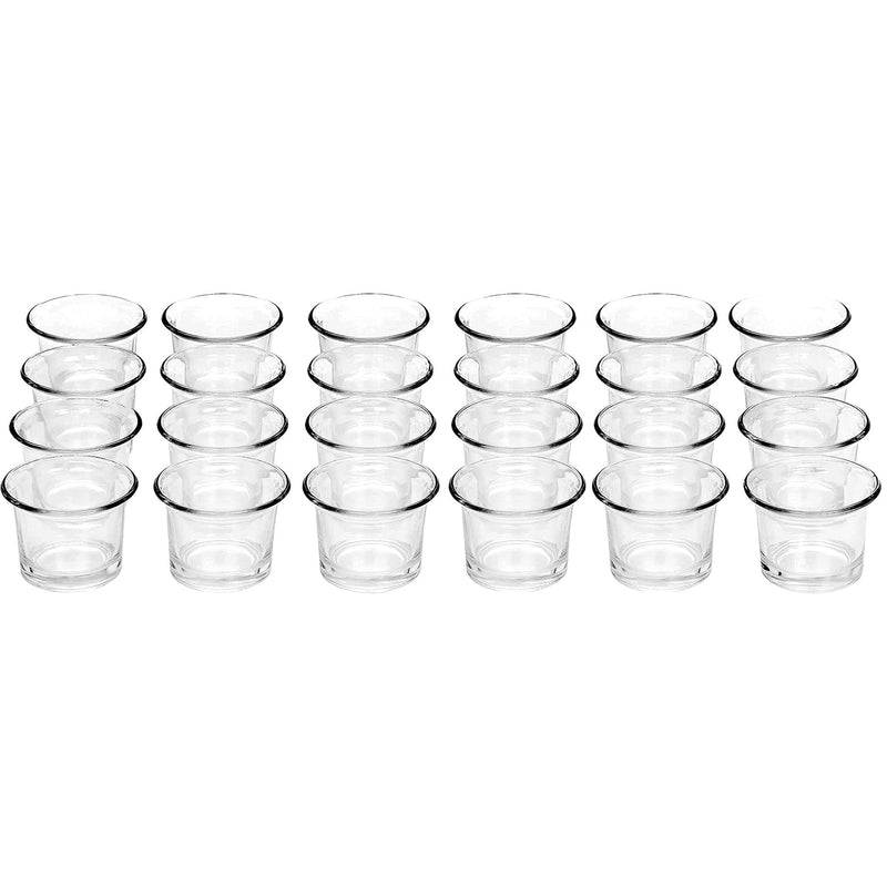 HOSLEY®  Clear Glass Tealight Holders, Oyster Cup Style , Set of 24, 2.5 inches Diameter each